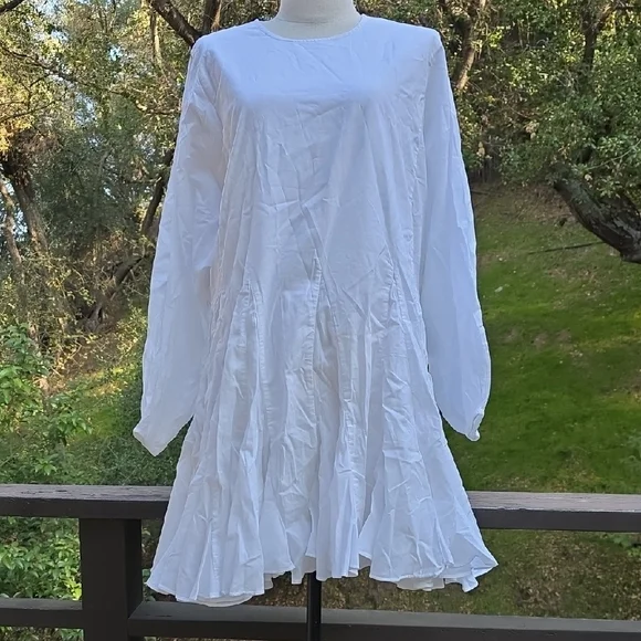 NEW $428 RHODE ELLA FLOWY MINI DRESS IN WHITE#4 SIZE S - Picture 3 of 11